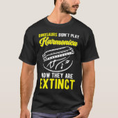 T-shirt Harmonica Player Dinosaur Joke Harmonicist (Devant)