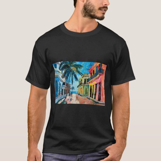 T-shirt Harmonie De La Havane Tropicale - Scène De Rue Ani (Devant)