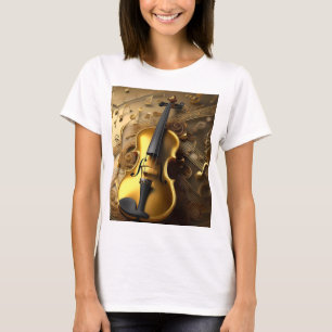 T-shirt Harmonie d'or : Violon Vintage sur des notes chato