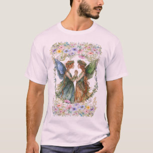T-shirt Harmonie Enchantée : Duo Fée Parmi Les Fleurs