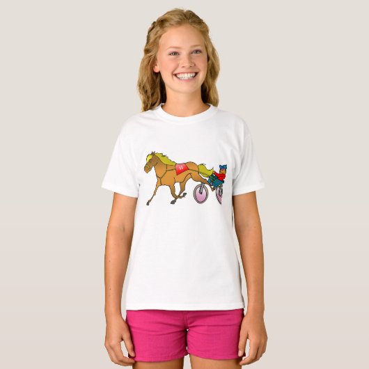 T-shirt Harness Racing Cheval et conducteur (Devant entier)