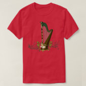 T-shirt Harpe celtique avec noeud celtique et fleurs avec (Design devant)