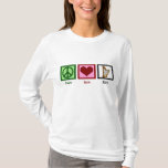 T-shirt Harpe d'amour pour la paix<br><div class="desc">Harpe d'amour de la paix. Un cadeau mignon pour un harpiste qui aime jouer du clavecin. Un beau musicien présent.</div>