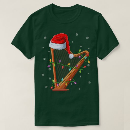 T-shirt Harpe Musique Noël Éclairage Correspondance Santa  (Design devant)