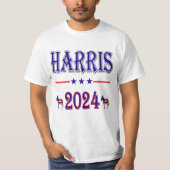 T-shirt Harris 2024 Pres Democrat Donkeys USA Unisex Value (Devant)