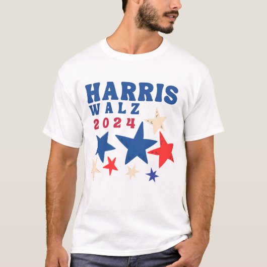 T-shirt Harris Walz 2024 Étoiles Élection du Parti Démocra (Devant)