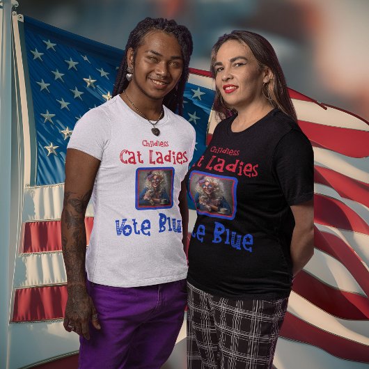 T-shirt Harris Walz 2024 Femmes chats sans enfants Vote Bl