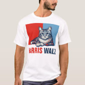 T-shirt Harris Walz 2024 Manifestement Red Blue Cat (Devant)