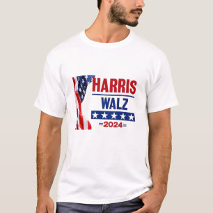 T-shirt Harris Walz 2024 Pour Le Peuple Rouge Blanc & Bleu