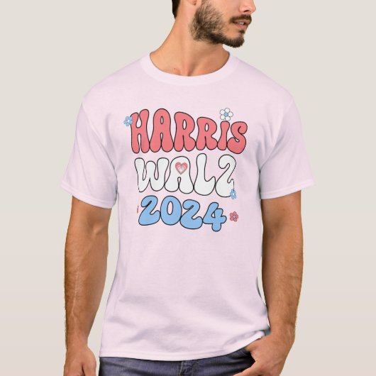 T-shirt Harris Walz 2024 Retro Hippie Style (Devant)