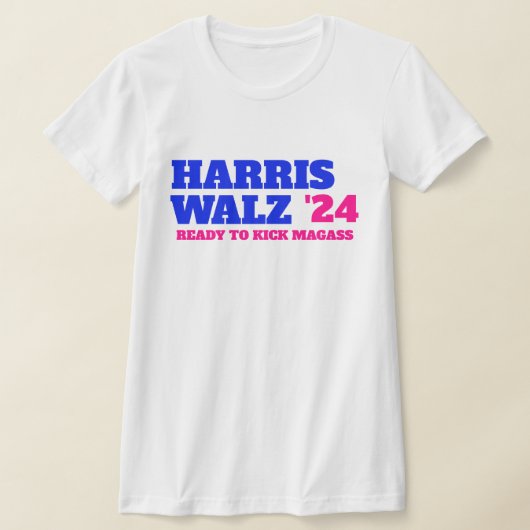 T-shirt Harris Walz 2024 rose et bleu (Poser)