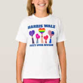 T-shirt Harris Walz Unité de division LGBTQ Bleu foncé (Devant)