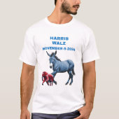 T-shirt Harris/Walz, vote bleu, âne, éléphant, élections (Devant)