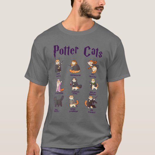 T-shirt Harry Pawter Cute Cats T Potter Fan Tee Cadeau (Devant)