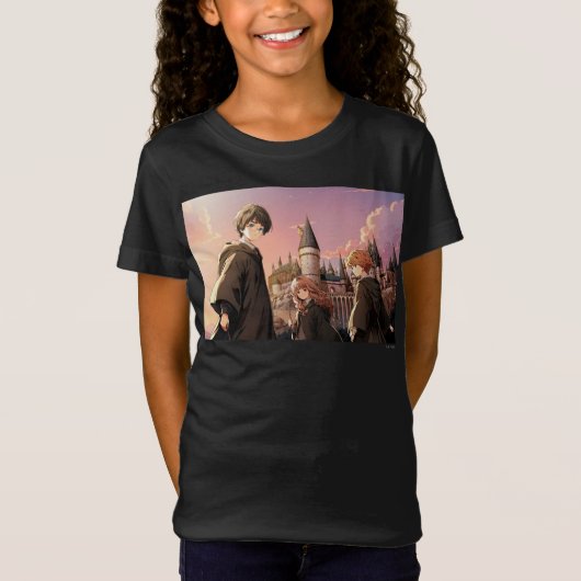 T-Shirt HARRY POTTER™ Hermione & Ron HOGWARTS™ Scène d'Ani (Devant)