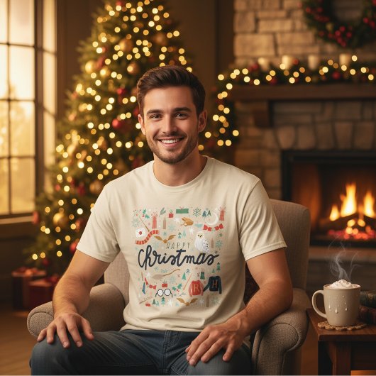 T-shirt Harry Potter | Joyeux Noël avec des icônes festive