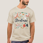 T-shirt Harry Potter | Joyeux Noël Avec Icônes Festives (Devant)