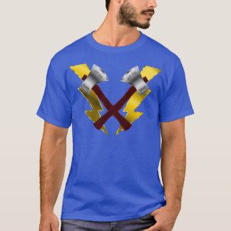 T-shirt Hatchet et tonnerre croisés en argent double