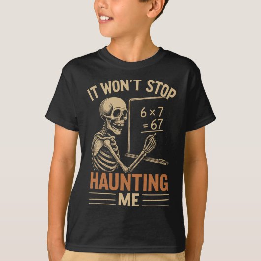 T-shirt Haunted By 67 Skeleton Math Teacher Student Hallow (Devant)