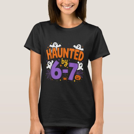 T-shirt Haunted By 6-7 Halloween Ghosts And Sders Design (Devant)