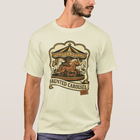 T-shirt Haunted Carousel T-Shirt, Spooky Fairground Tee (Devant)