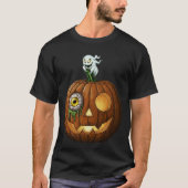 T-shirt Haunted Ghost & Dripping Eyeball Jack-O-Lantern (Devant)
