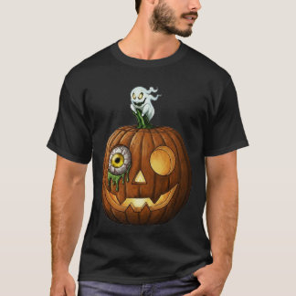T-shirt Haunted Ghost & Dripping Eyeball Jack-O-Lantern