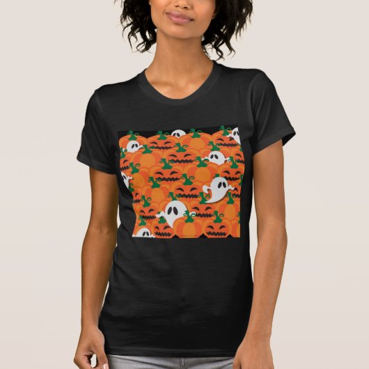 T-shirt Haunted Halloween Citrouille Patch Ghosts (Devant)