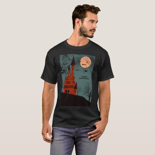 T-shirt Haunted House Custom Text Éffrayant Wicked Fun (Devant entier)
