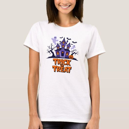T-shirt Haunted house fun pour les friandises d'Halloween! (Devant)