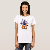 T-shirt Haunted house fun pour les friandises d'Halloween! (Devant entier)