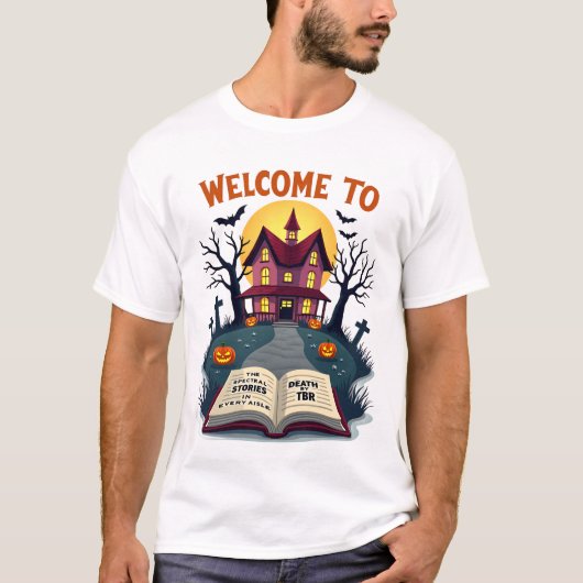 T-shirt Haunted Library – Death by TBR | Spooky Bookish (Devant)