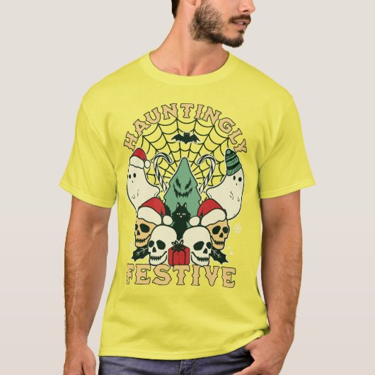 T-shirt Hauntingly Festive : Halloween rencontre Holiday C (Devant)
