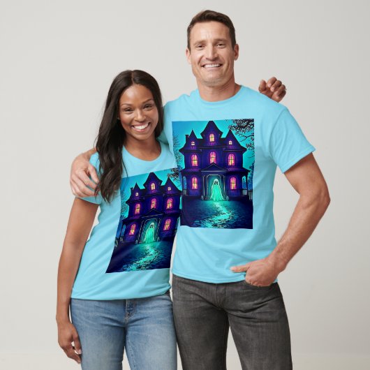 T-shirt Haunween Ghost House Design (Unisexe)