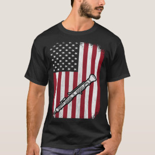T-shirt Hautbois Drapeau Américain Vintage Hautboïste 4 ju