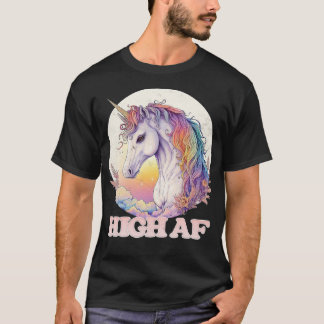 T-shirt Haute AF style défraîchi 80s design Unicorn
