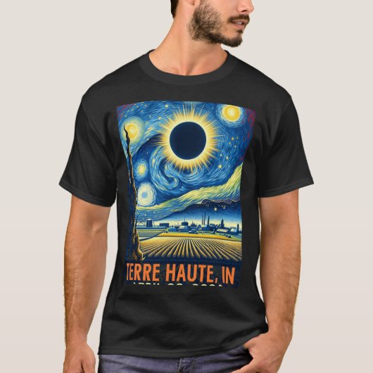 T-shirt Haute Indiana Total Solaire Eclipse 2024 Starry Ni (Devant)