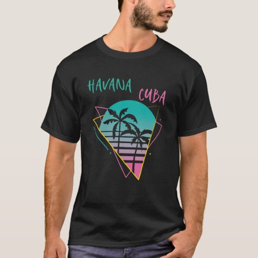 T-shirt Havana Cuba Palmiers Retro Ocean Surfing Hispani (Devant)