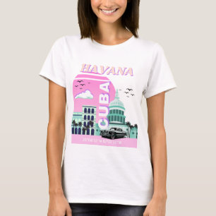T-shirt Havana Cuba Pink Travel Art