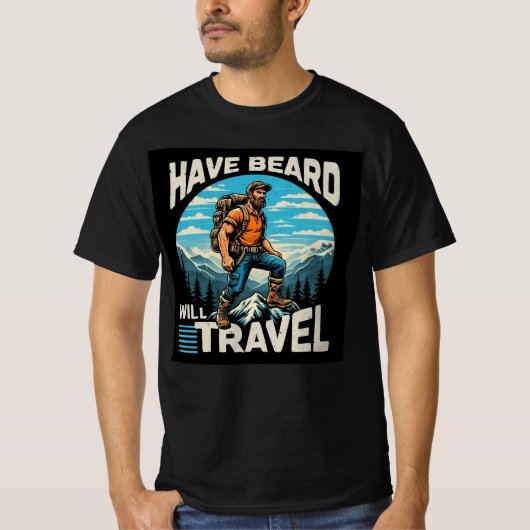 T-shirt Have Beard va Voyage design (Devant)