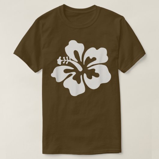 T-shirt Hawaï Hibiscus Flower White on Pink (Design devant)