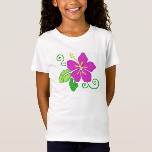 T-shirt hawaïen de fleur de ketmie de filles (Devant)