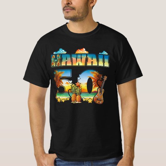 T-shirt Hawaii 50Th State Hawaiian Beach Hibiscus 50 Maui (Devant)
