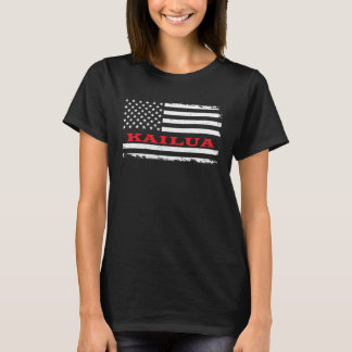 T-shirt Hawaii American Flag Kailua USA Patriotic Souvenir