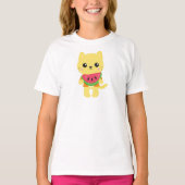 T-shirt Hawaii Chat, Cute Chat, Chat Jaune, Watermelon, Lu (Devant)