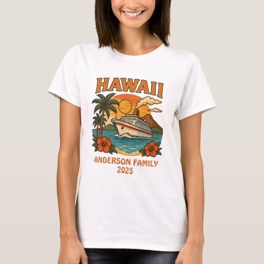 T-shirt Hawaii Cruise Nom et date personnalisés (Devant)