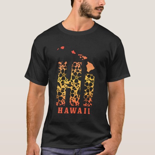 T-shirt Hawaii Hi Hawaiian Islands Carte Surf Surfer Hilo (Devant)