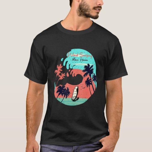 T-shirt Hawaii Maui Plage Vent Surf Rétro Vague Été F (Devant)