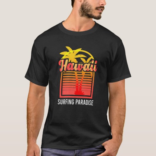T-shirt Hawaii Palm Tree Surf Paradise Beach Island Sum (Devant)