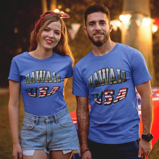 T-shirt Hawaii Picture et USA Flag Text